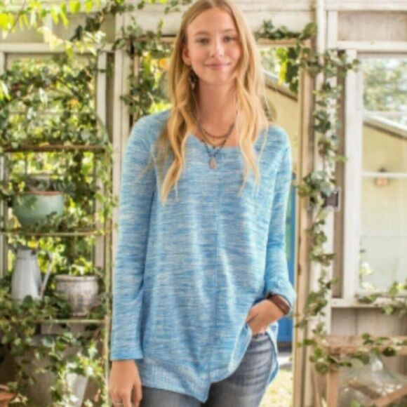 Sundance Dreamer blue and blue layered long sleeve tunic, top size small - Picture 7 of 8